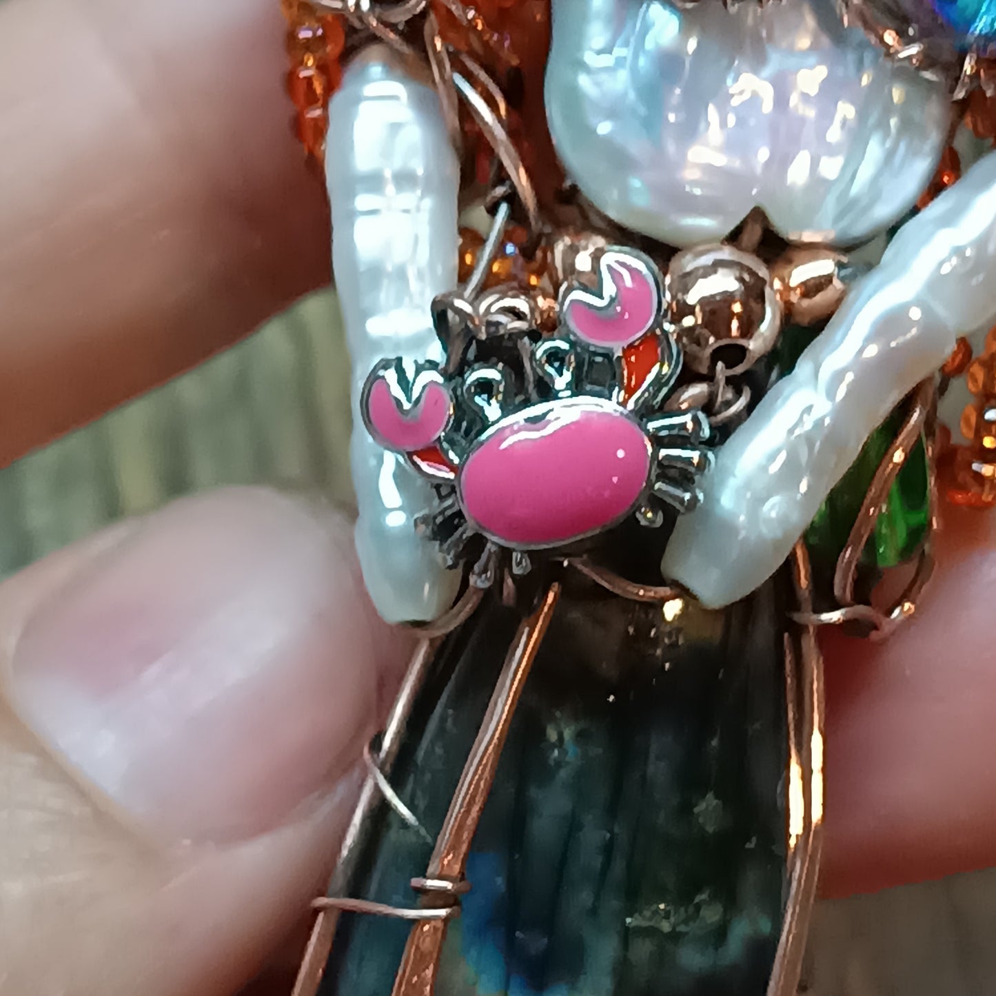 Red head mermaid necklace 🧜🦀