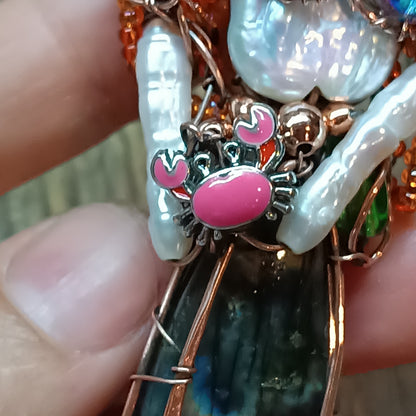 Red head mermaid necklace 🧜🦀