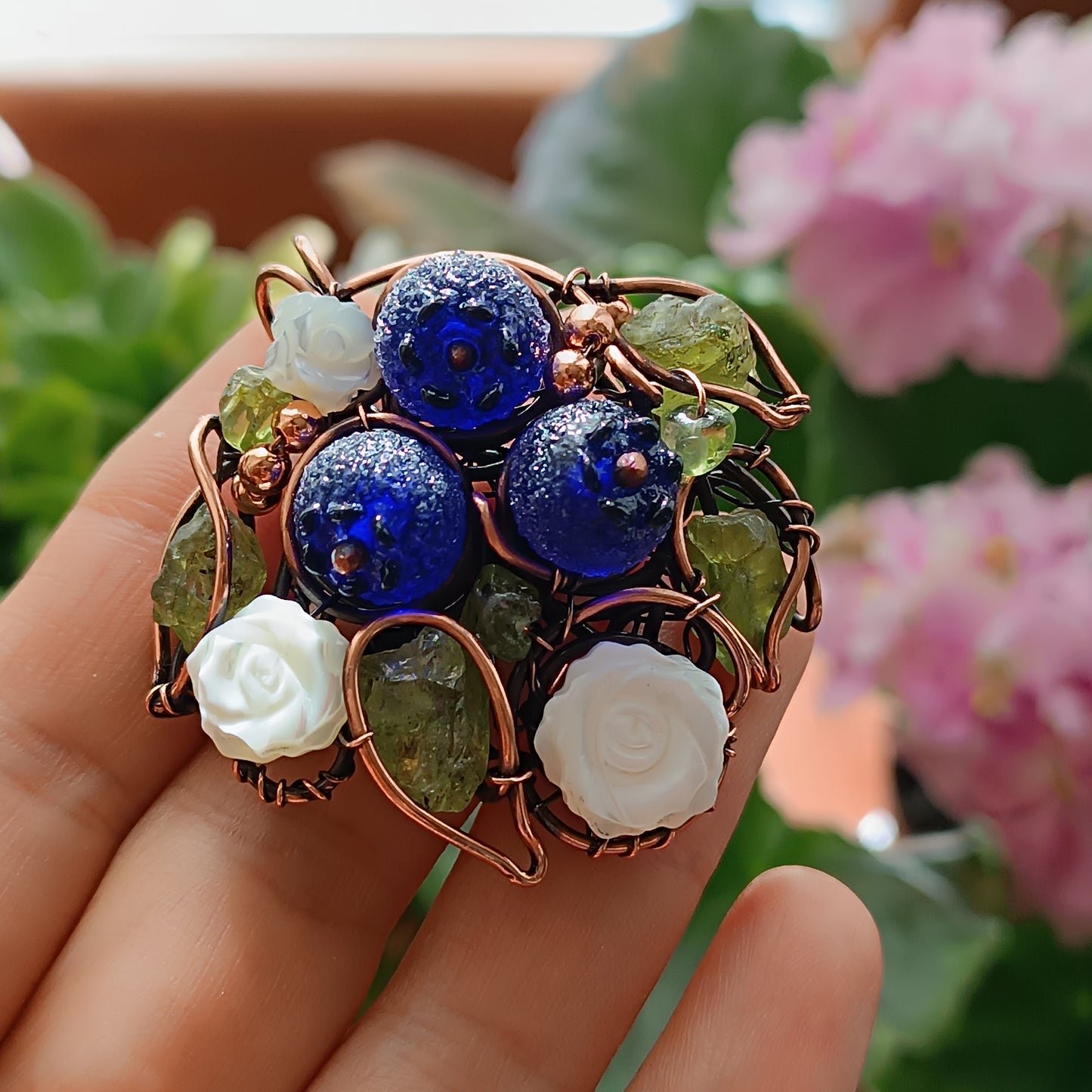 Beaded blueberry necklace