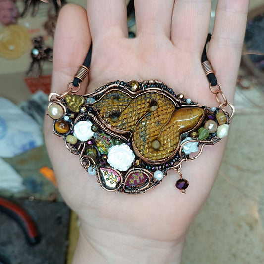 Golden tiger eye snake necklace