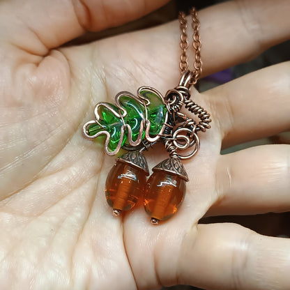 Oak and acorns SET (pendant plus earrings) 🍂