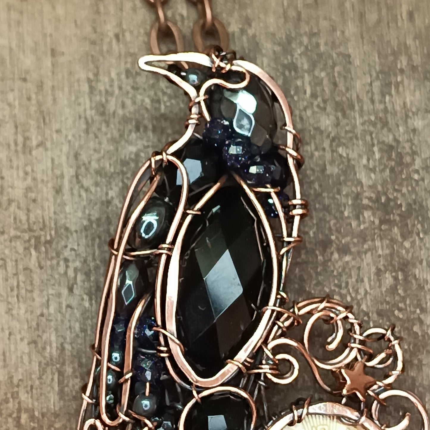Raven and clock necklace 🐦‍⬛🕦