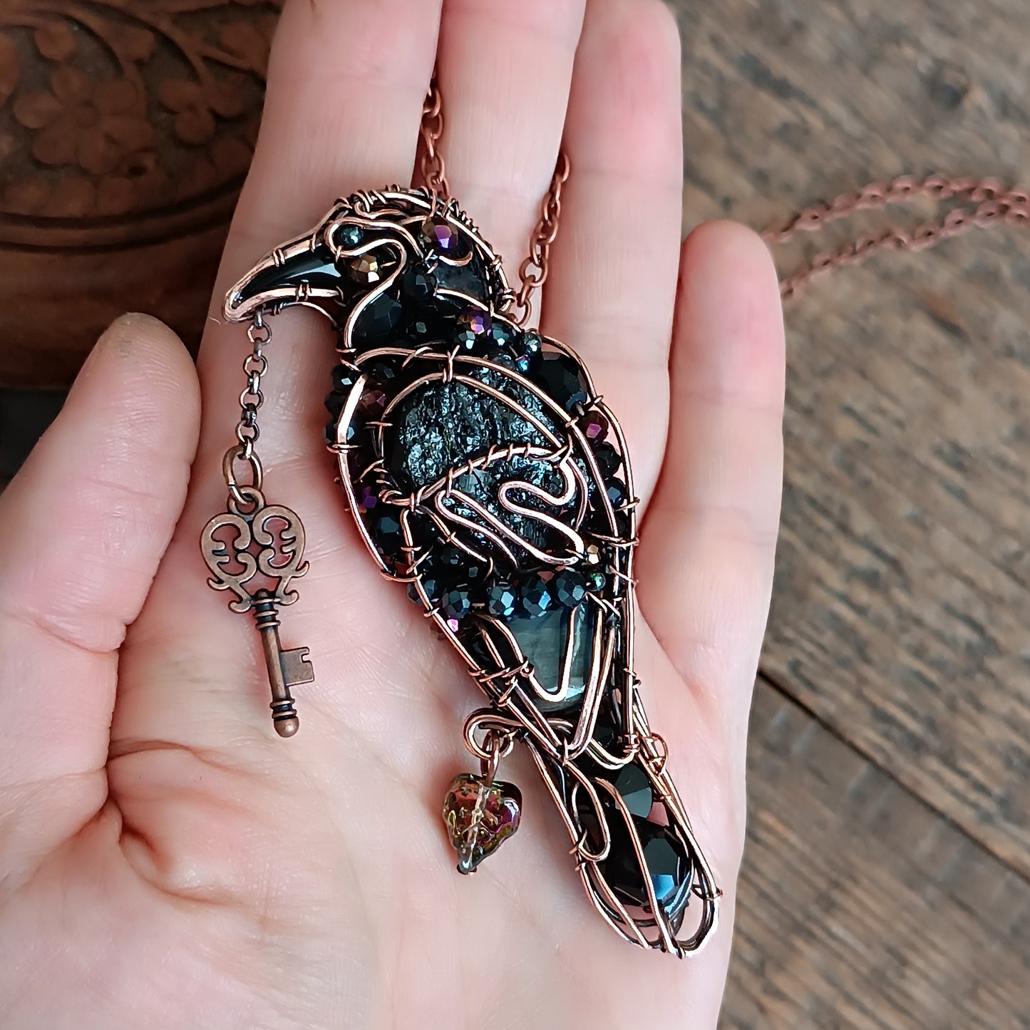 Secret keeper. Raven necklace