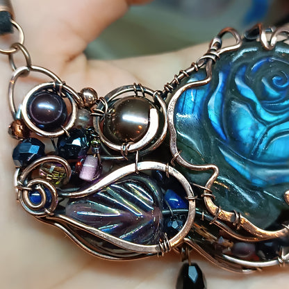 Midnight blooming. Statement necklace