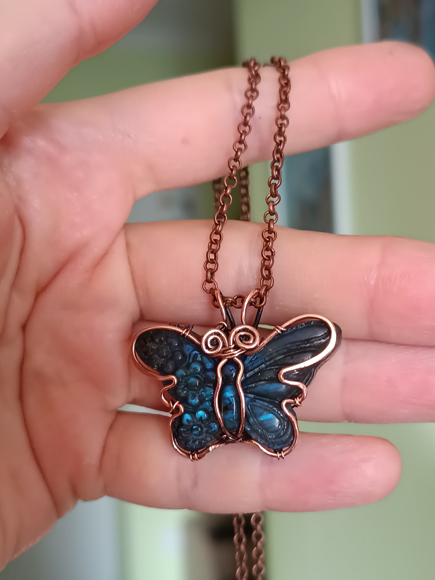 Labradorite butterfly pendant.