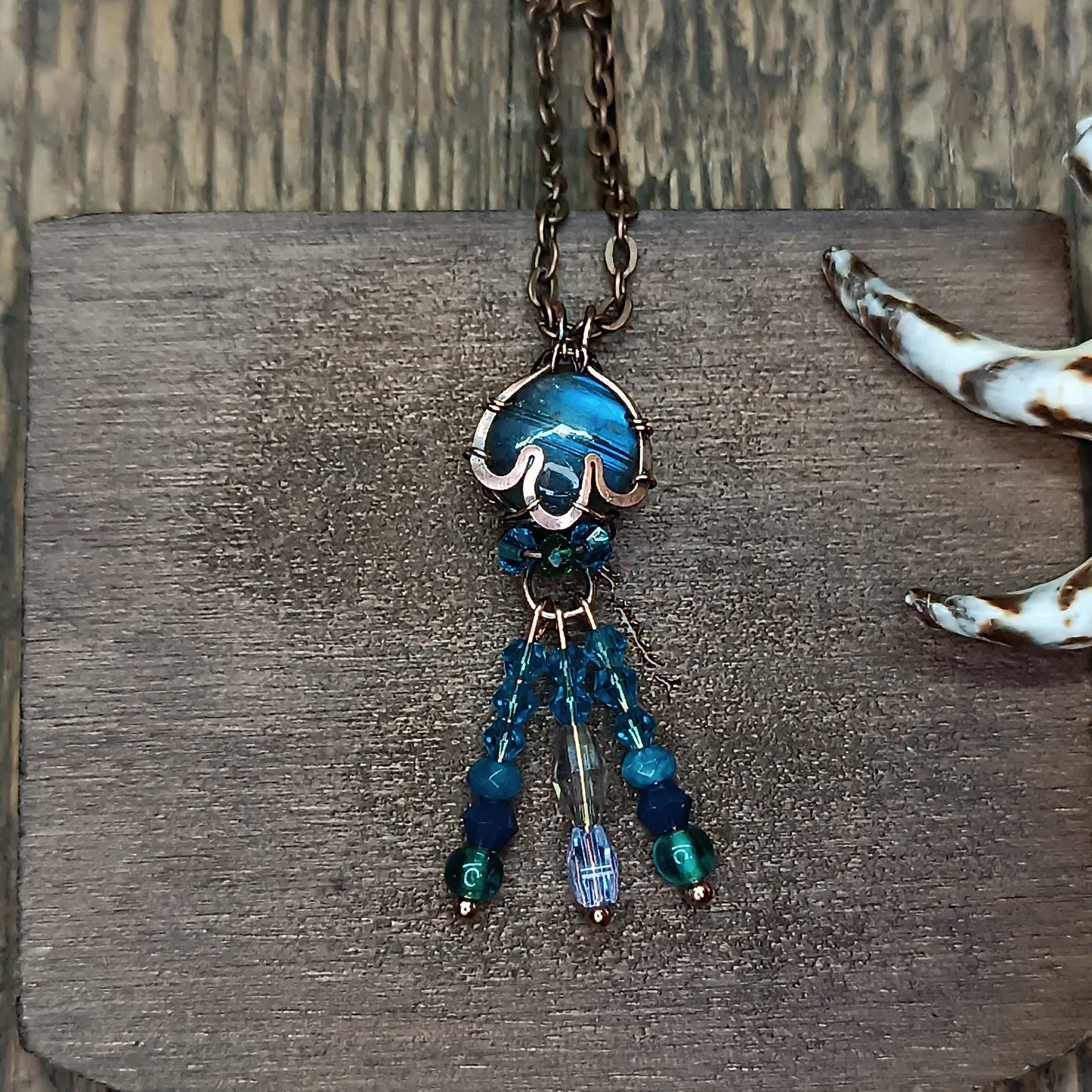 Blue labradorite jellyfish pendant 🪼