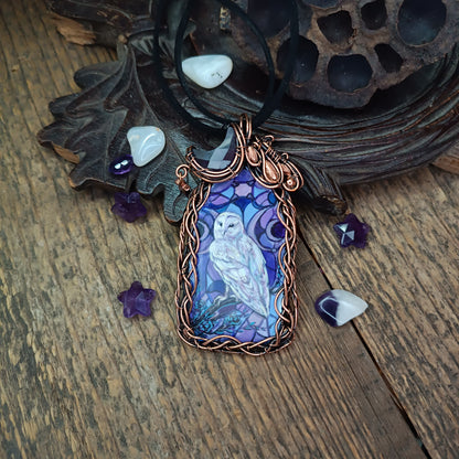 Stained glass windows owls necklace 🦉 Reversible.