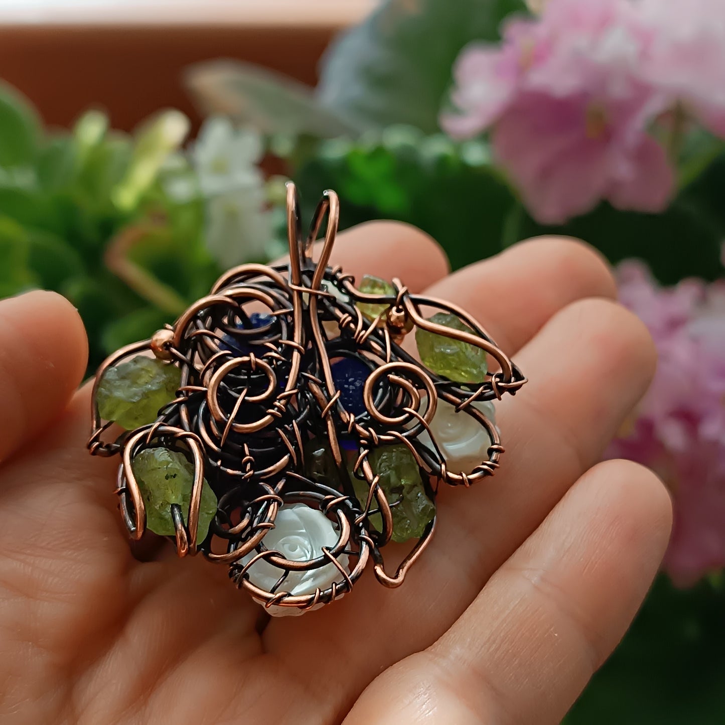 Beaded blueberry necklace