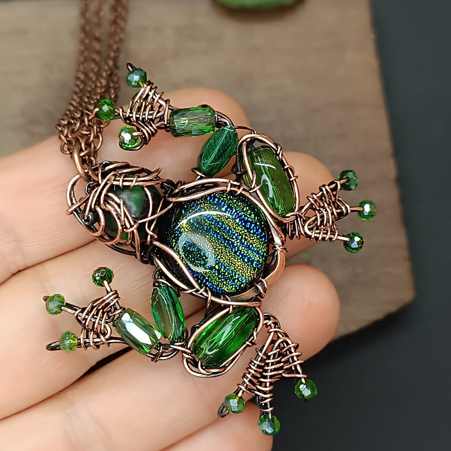 Green stripped glass froggy