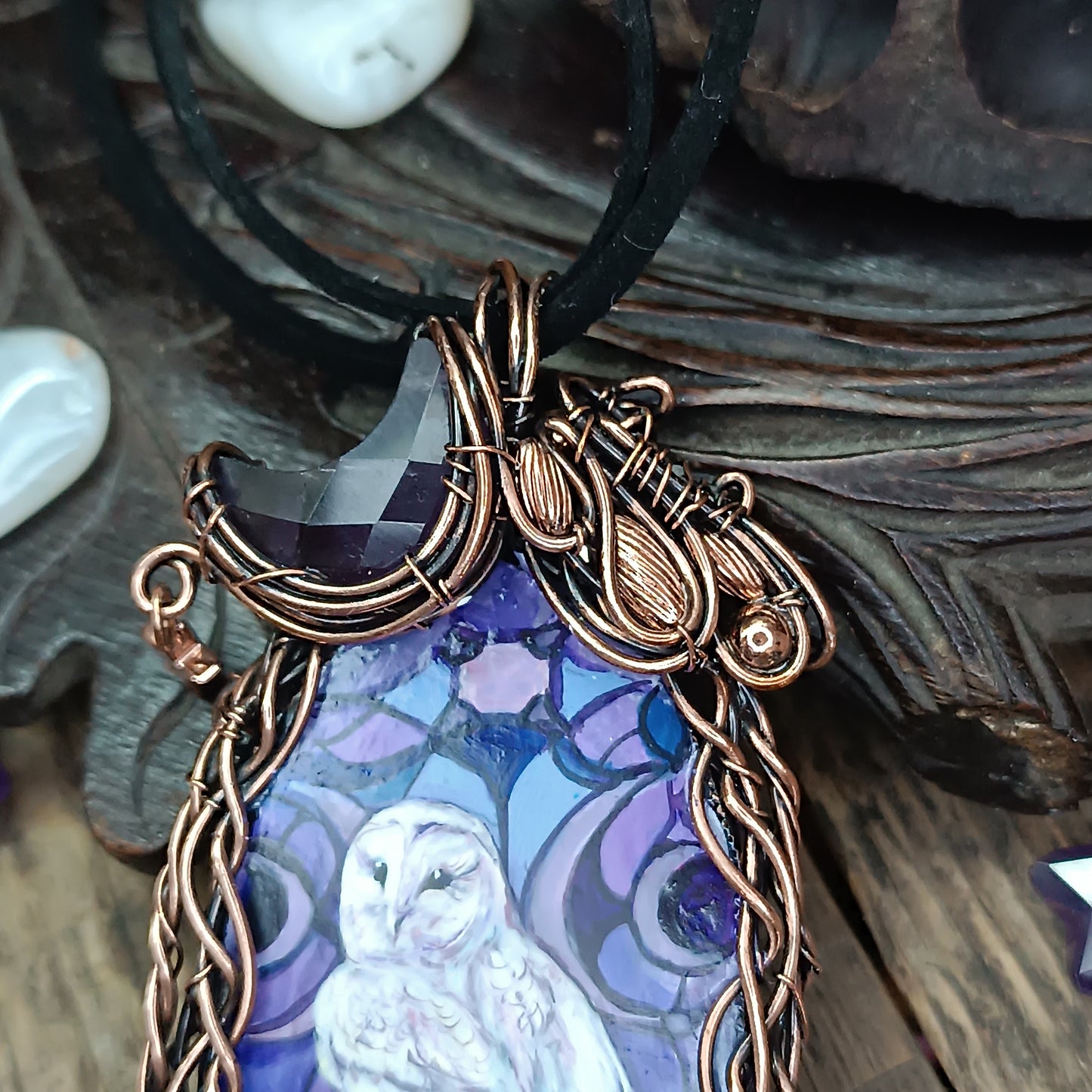 Stained glass windows owls necklace 🦉 Reversible.