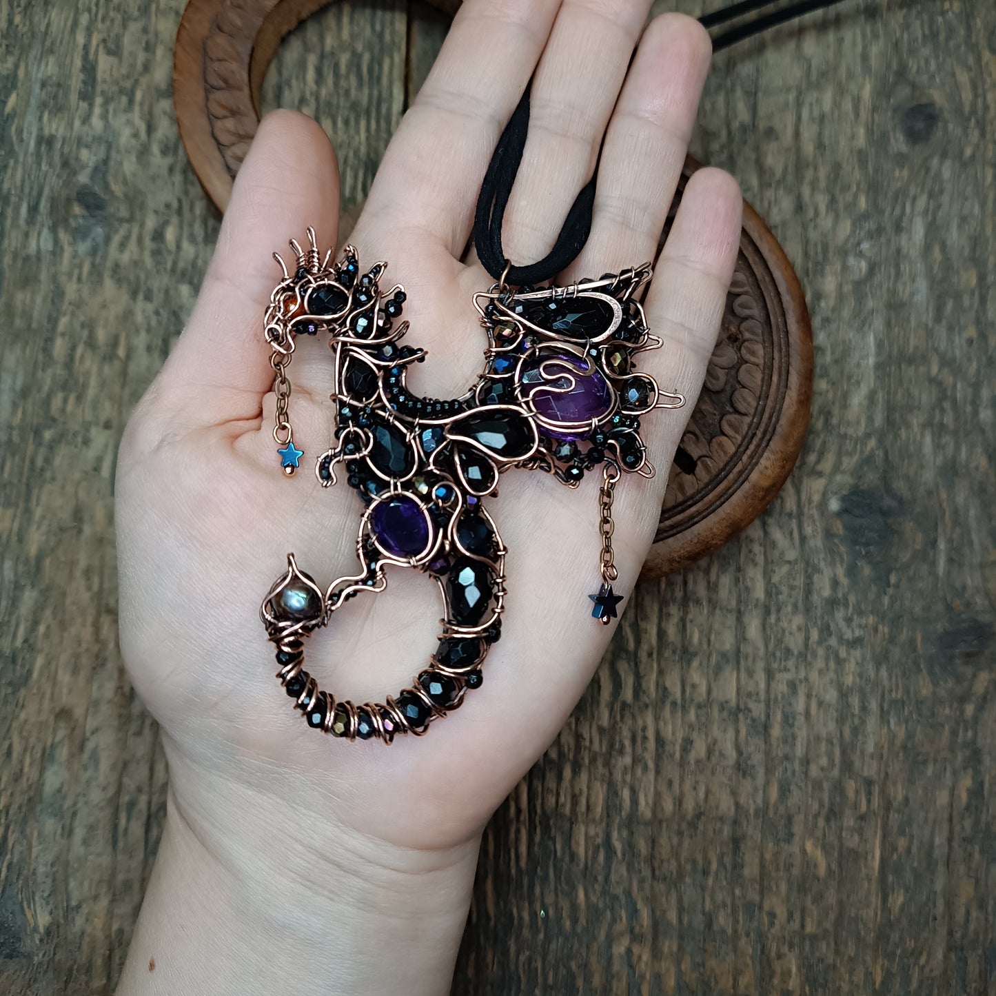 Amethyst midnight dragon necklace