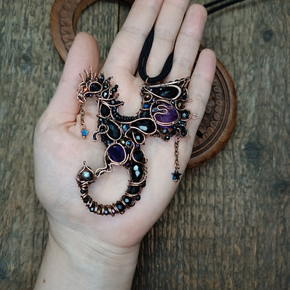 Amethyst midnight dragon necklace