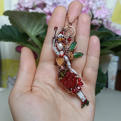 Sweet raspberry fairy pendant