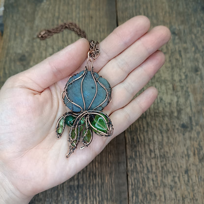 Blue rose pendant