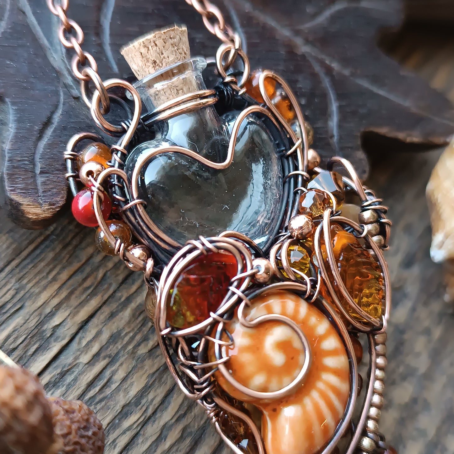 Beaded autumn necklace