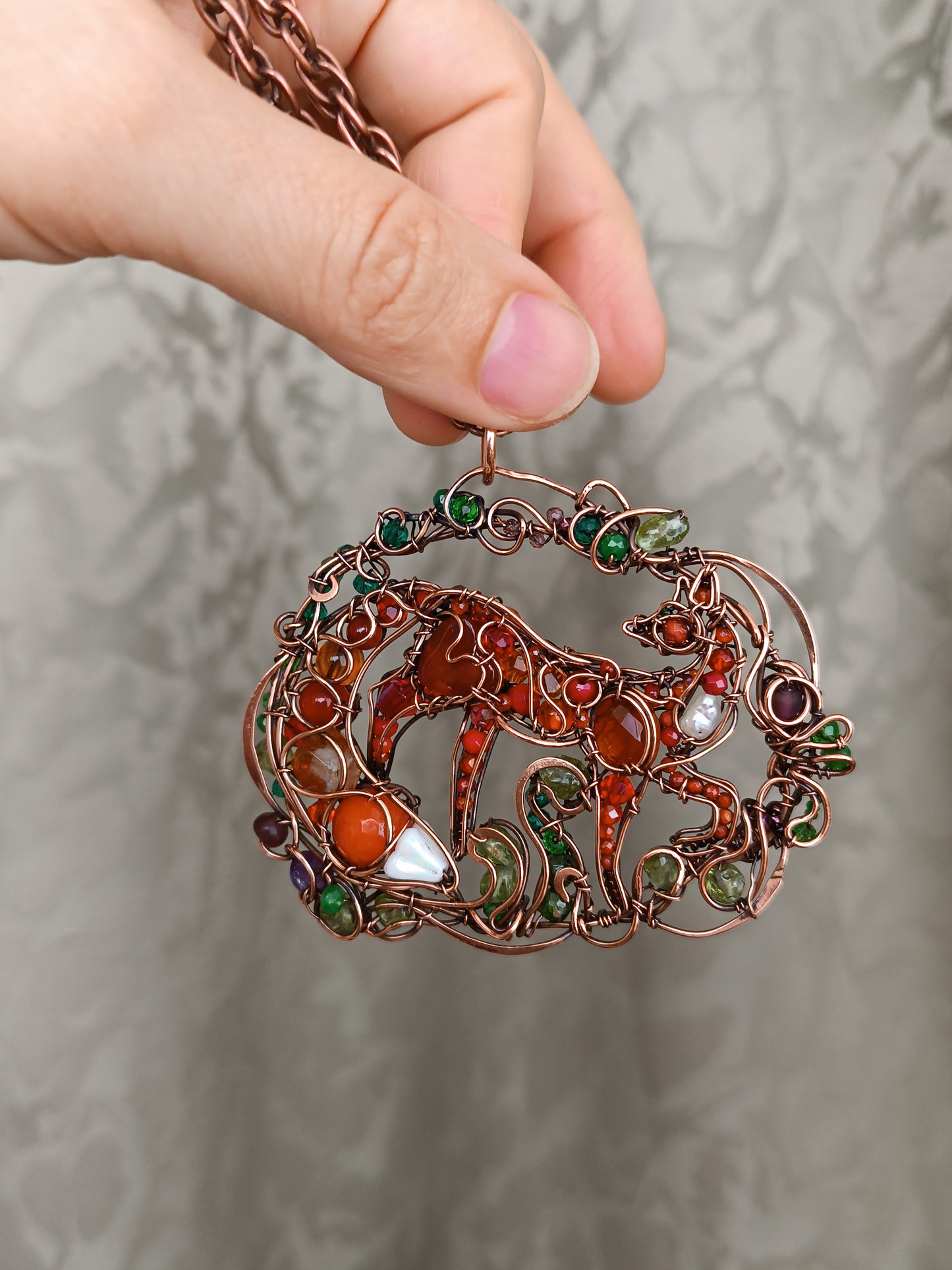 A day in the forest. Fairy tale fox necklace.