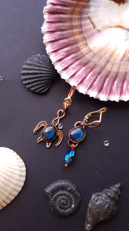 Blue ocean dangling earrings