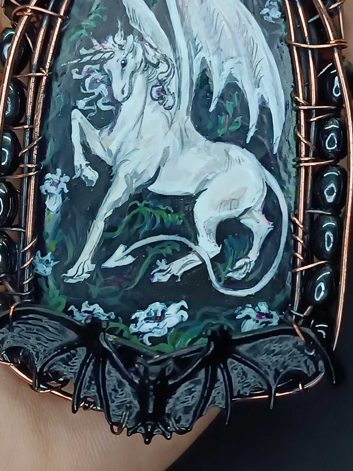 The ballad of White Unicorn and Bat🦄🦇 Two sided necklace