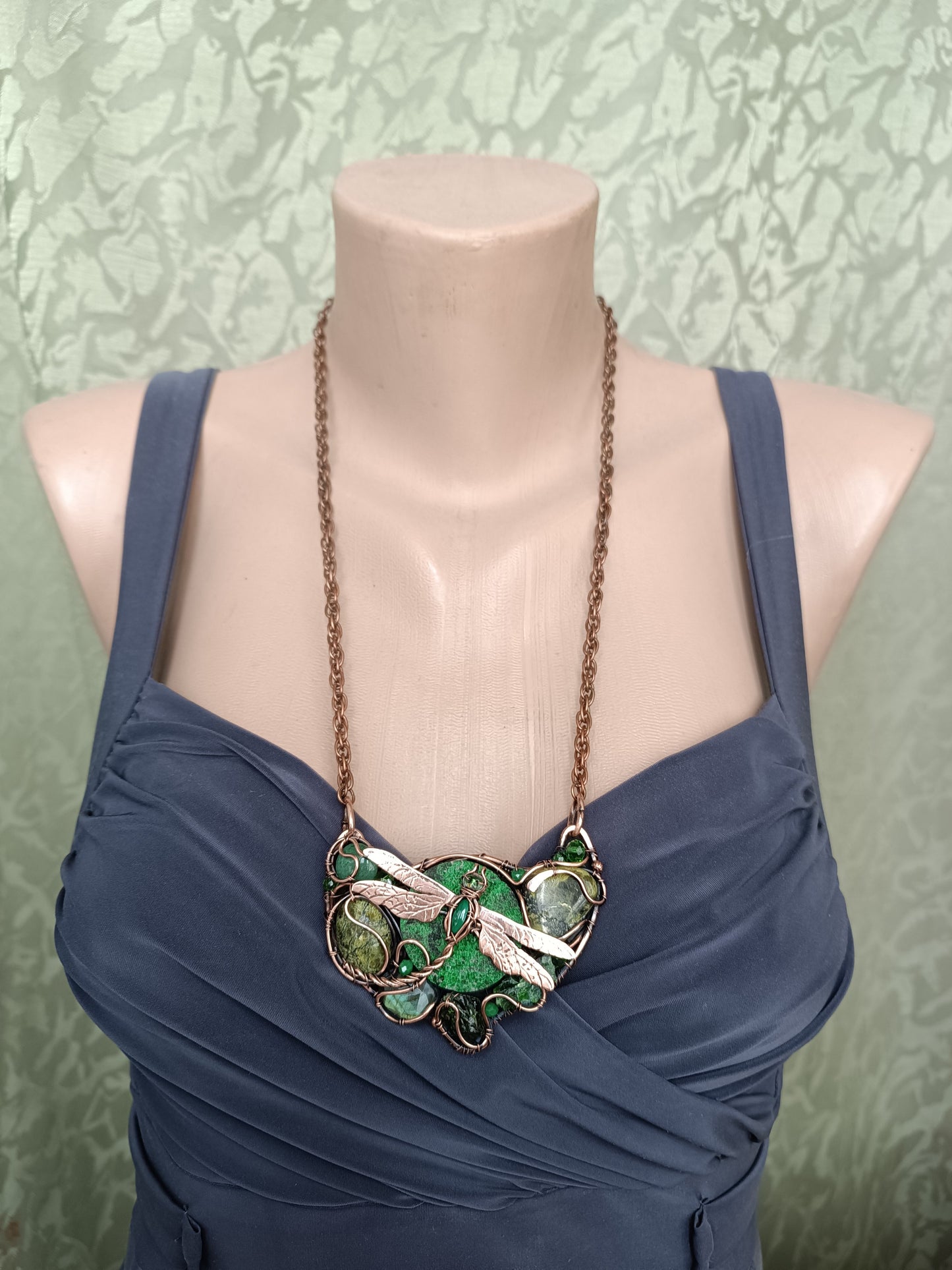 Green dragonfly necklace for Josh