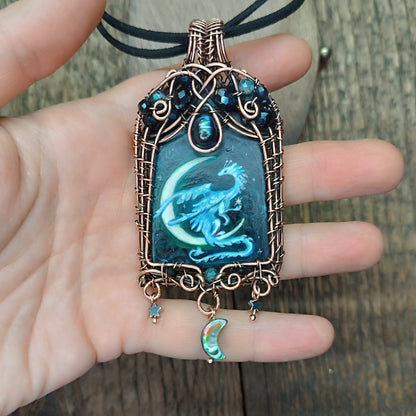Moonlight ballade. Owl and Dragon necklace.