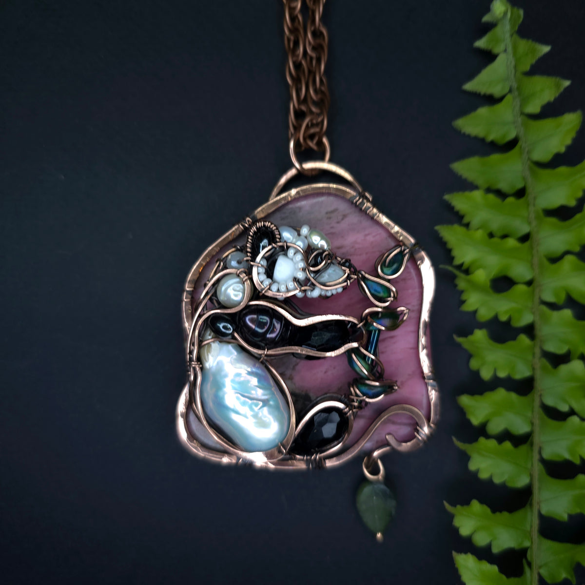 Sunrise meal. Wire wrapped panda necklace
