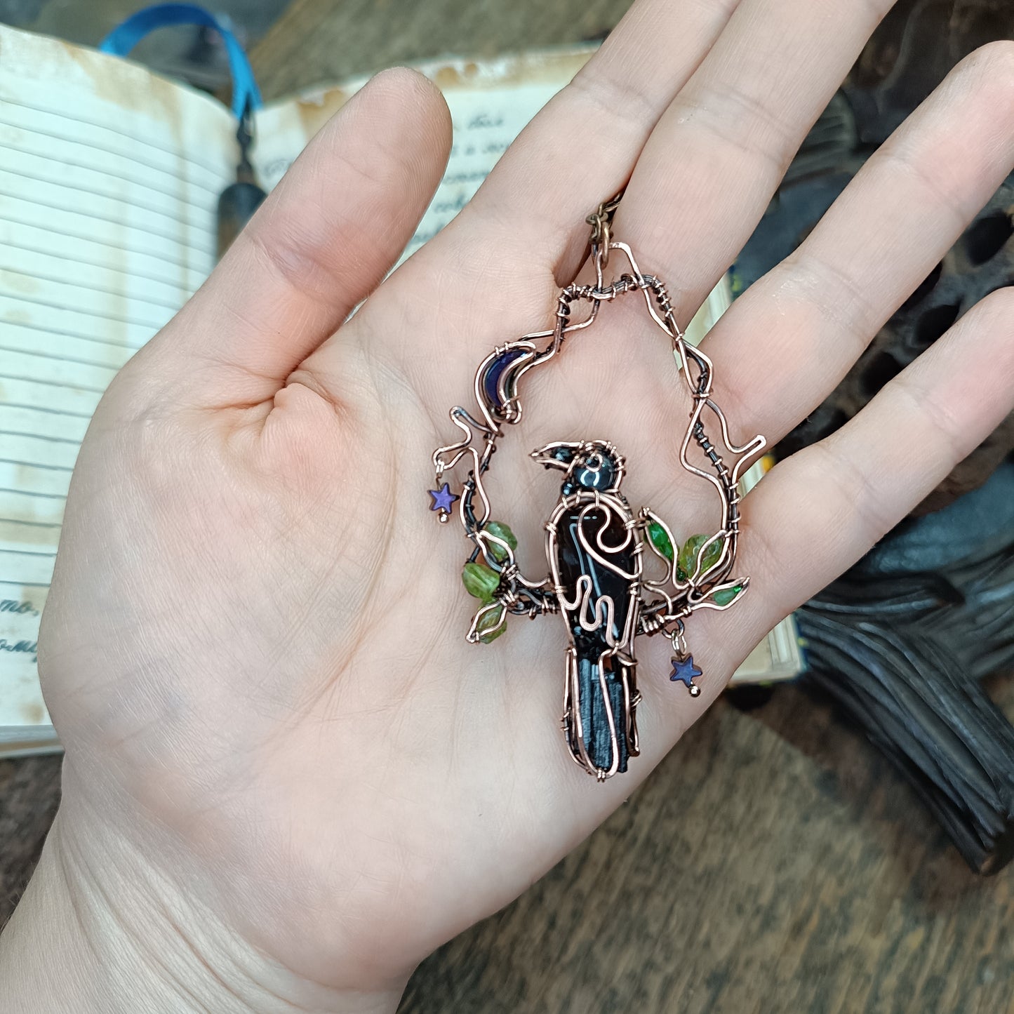 Stars catcher. Raven necklace