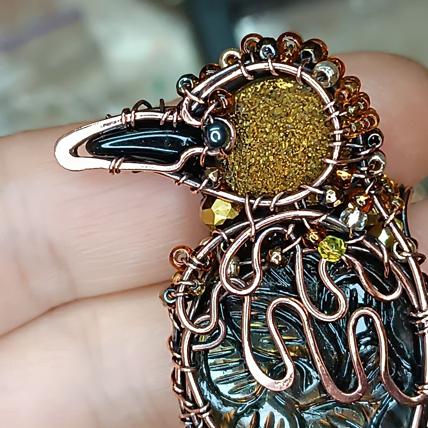 Secret keeper and The Sun. Raven necklace.