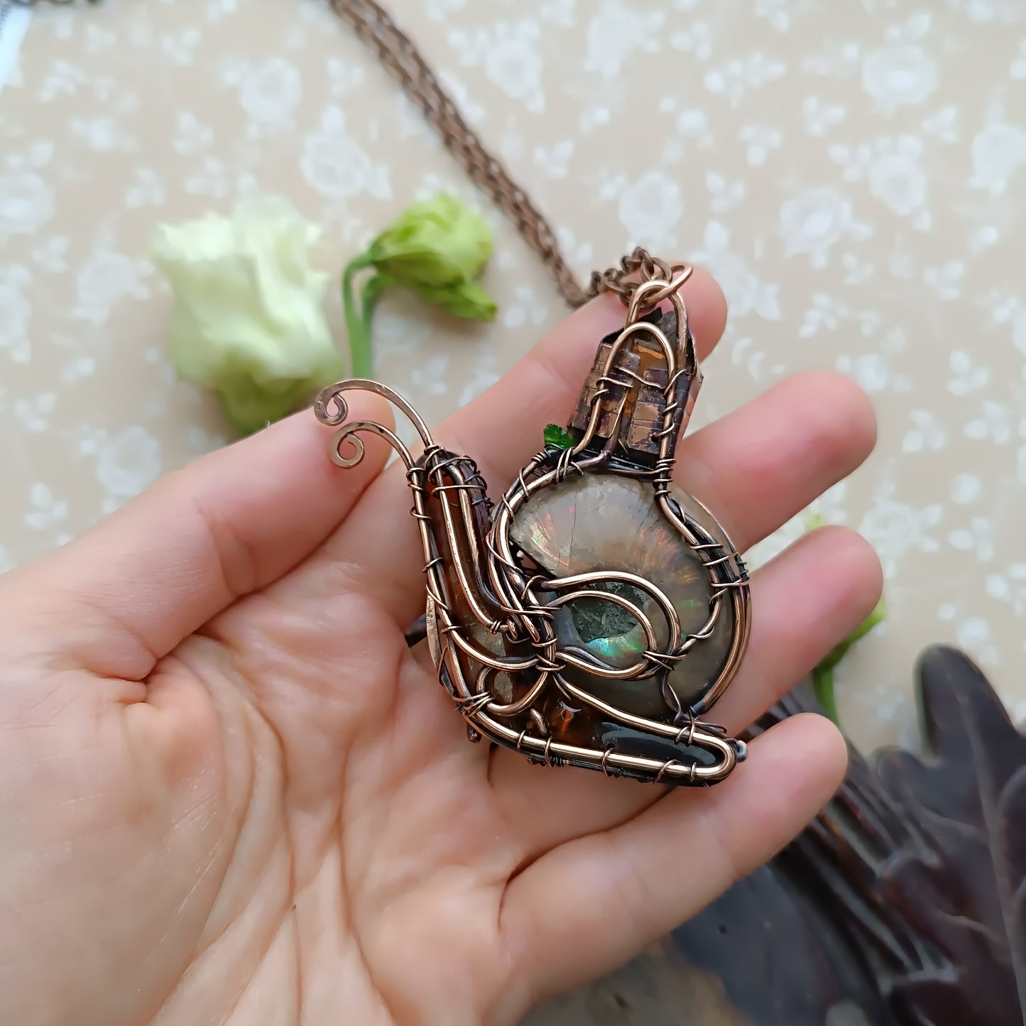 Snail and Fairy house necklace