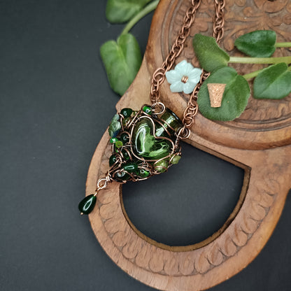 Green heart vial necklace