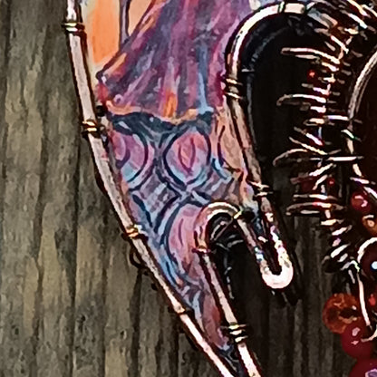 The ballad of Red dragon and his love. Wearable art necklace.