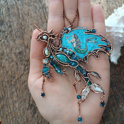 Water dragon. Wearable art necklace