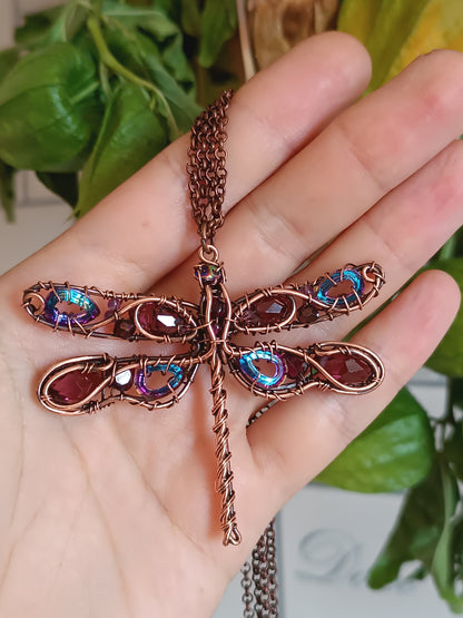 Iridescent dragonfly pendant