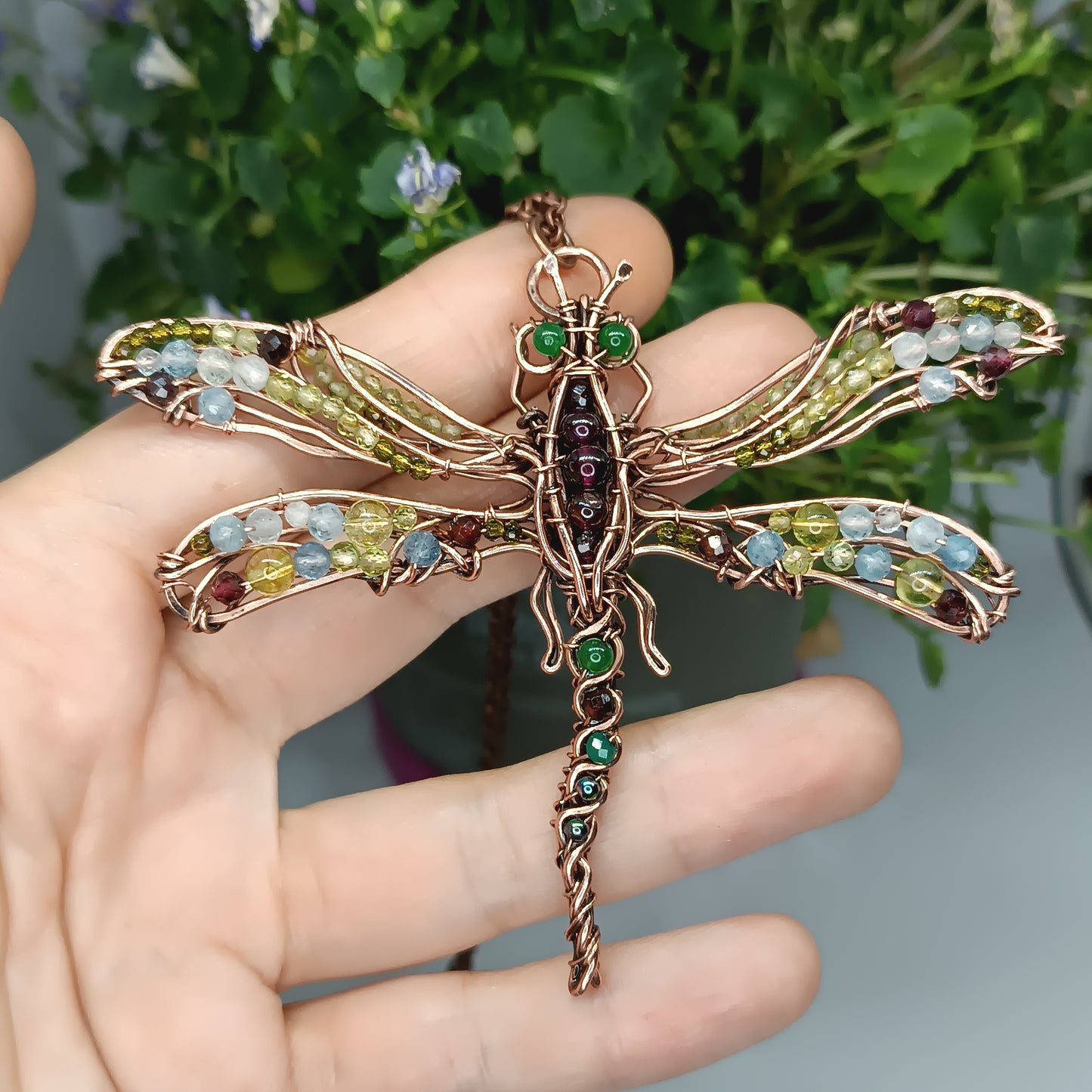Sparkling wings dragonfly necklace