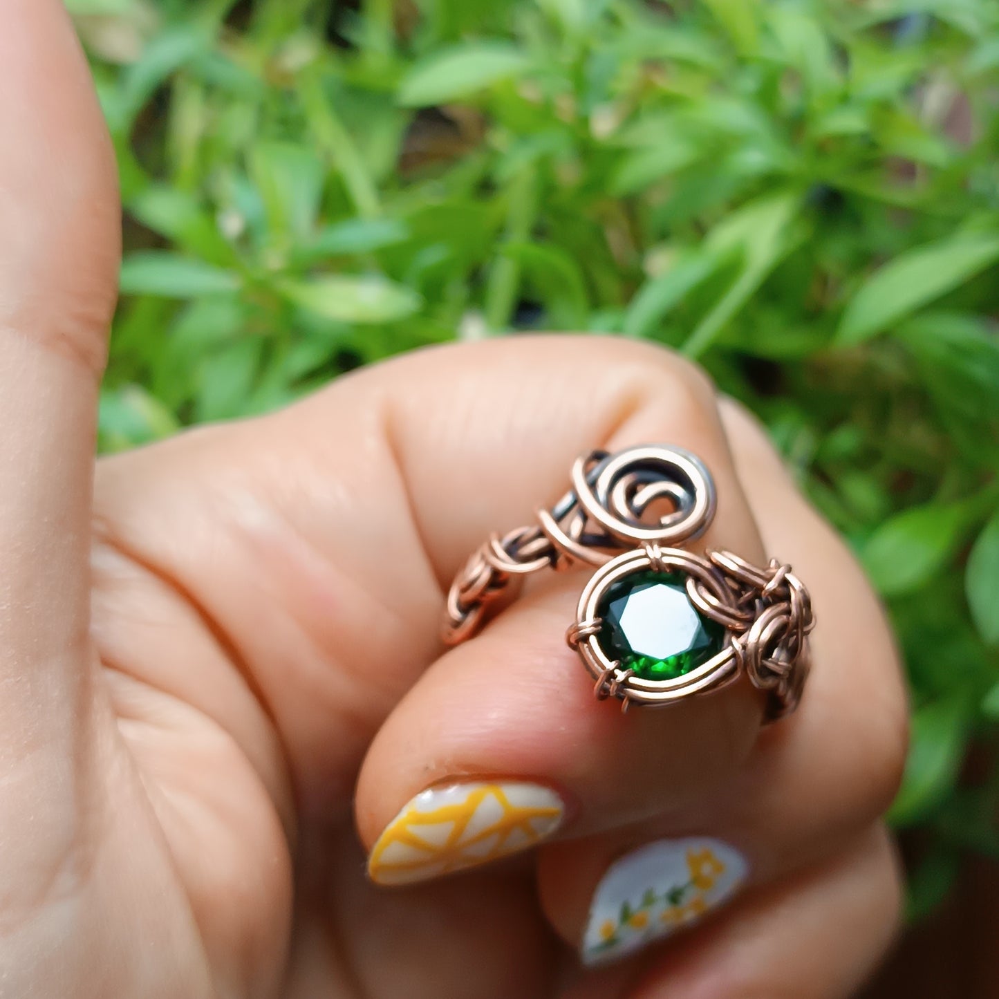 Green CZ adjustable ring