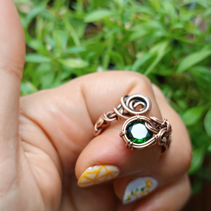 Green CZ adjustable ring