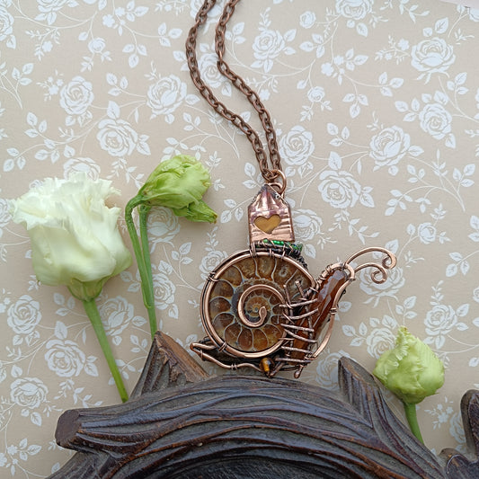 Snail and Fairy house necklace