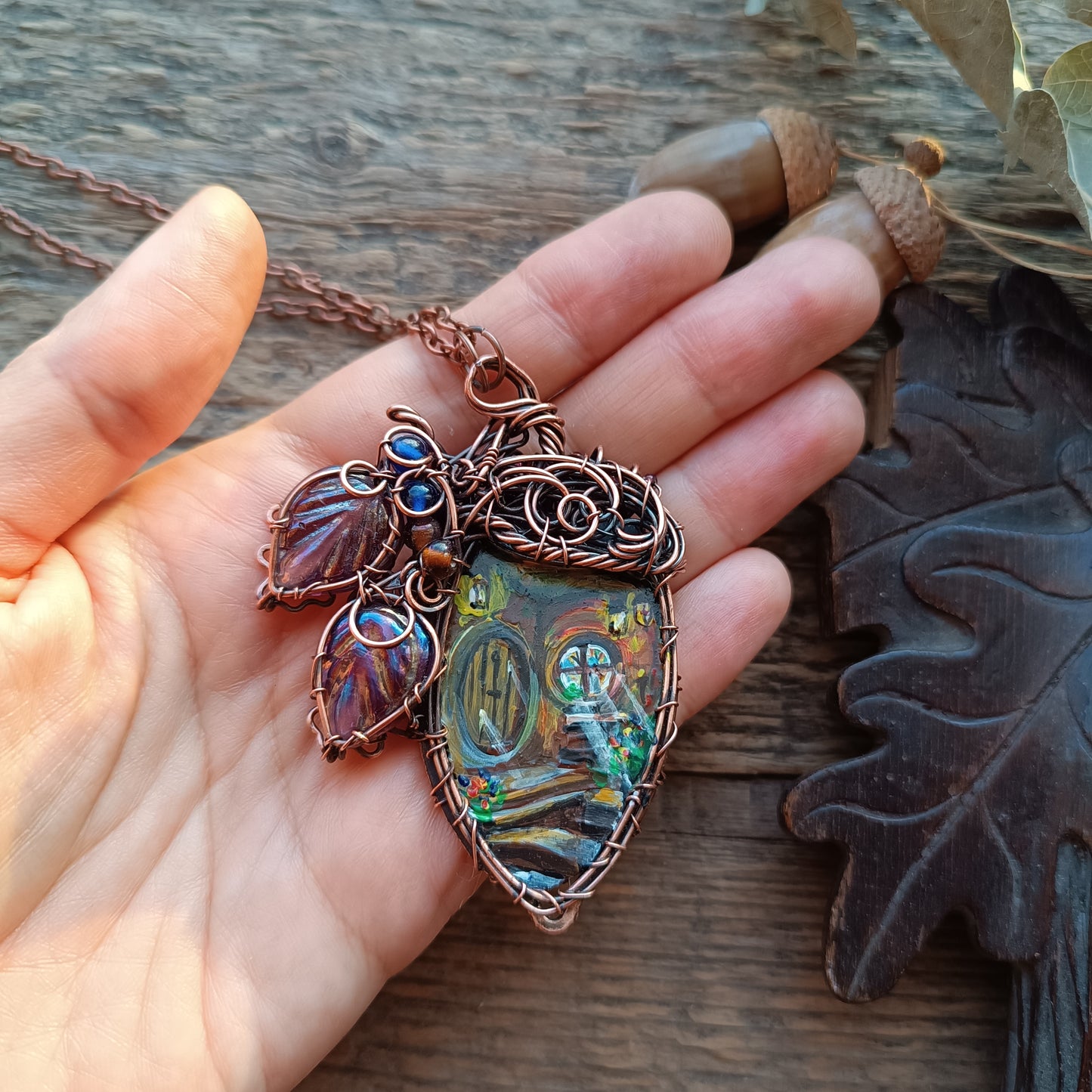 Squirrel's house necklace