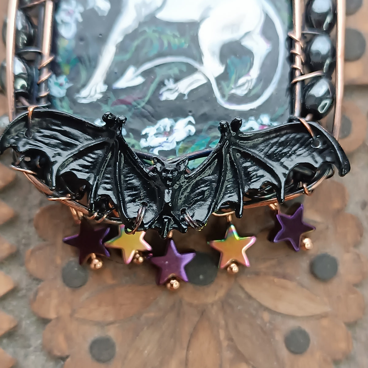 The ballad of White Unicorn and Bat🦄🦇 Two sided necklace