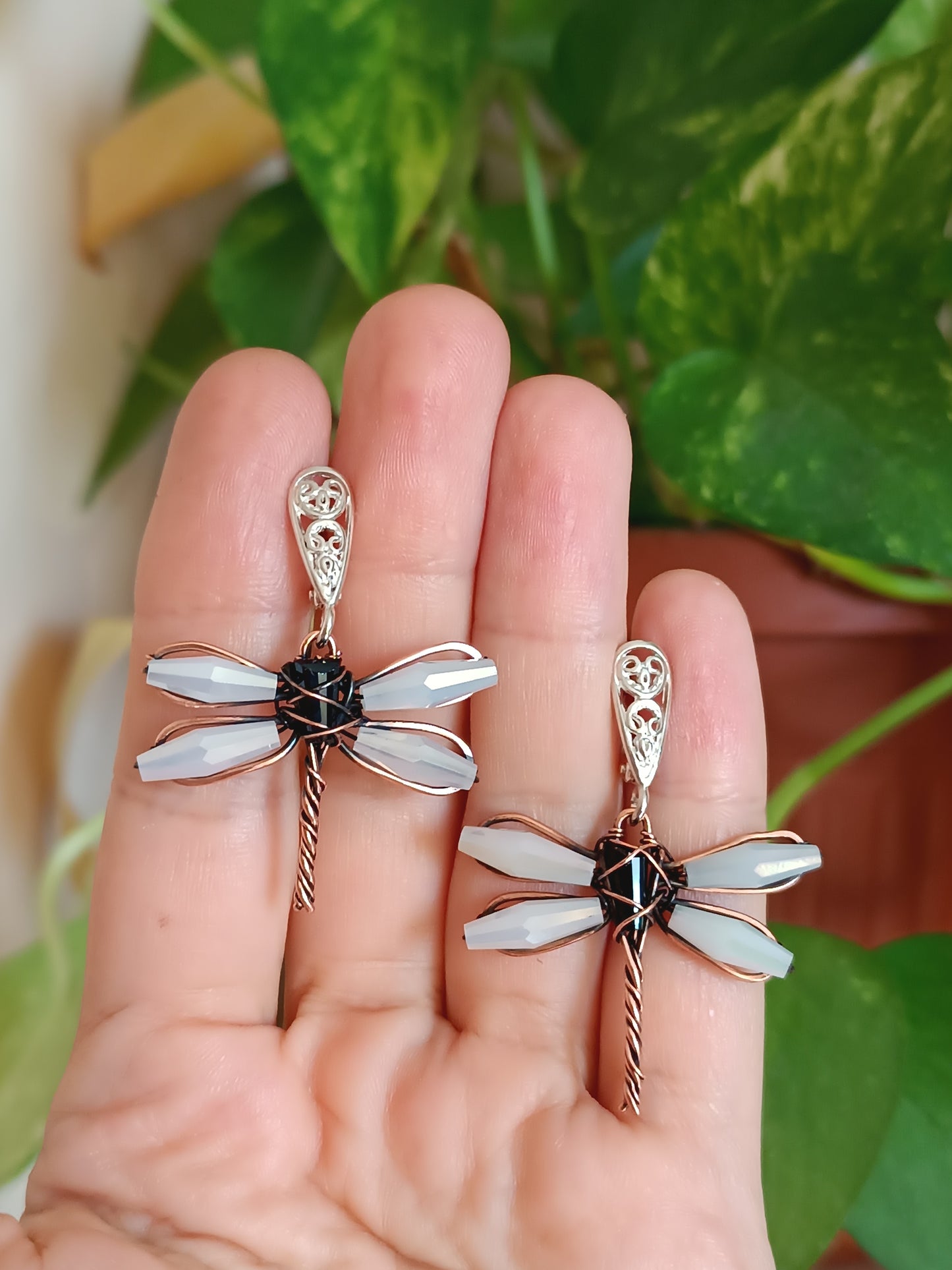 Dangling dragonfly earrings