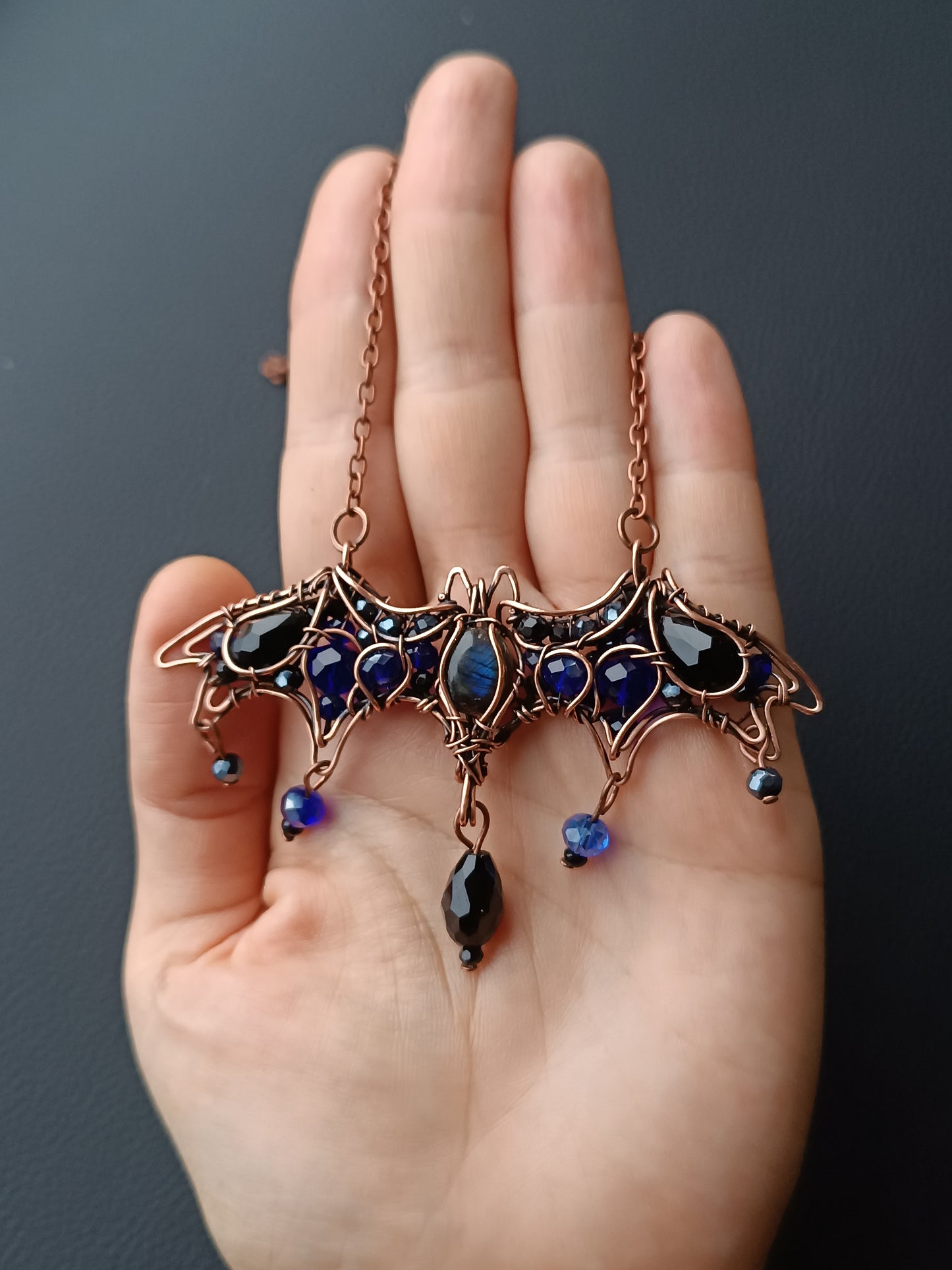 Midnight whisper. Bat necklace.