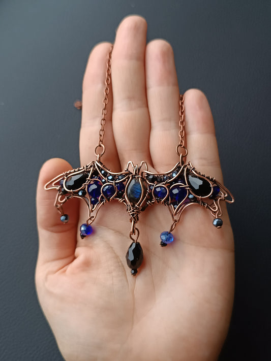 Midnight whisper. Bat necklace.