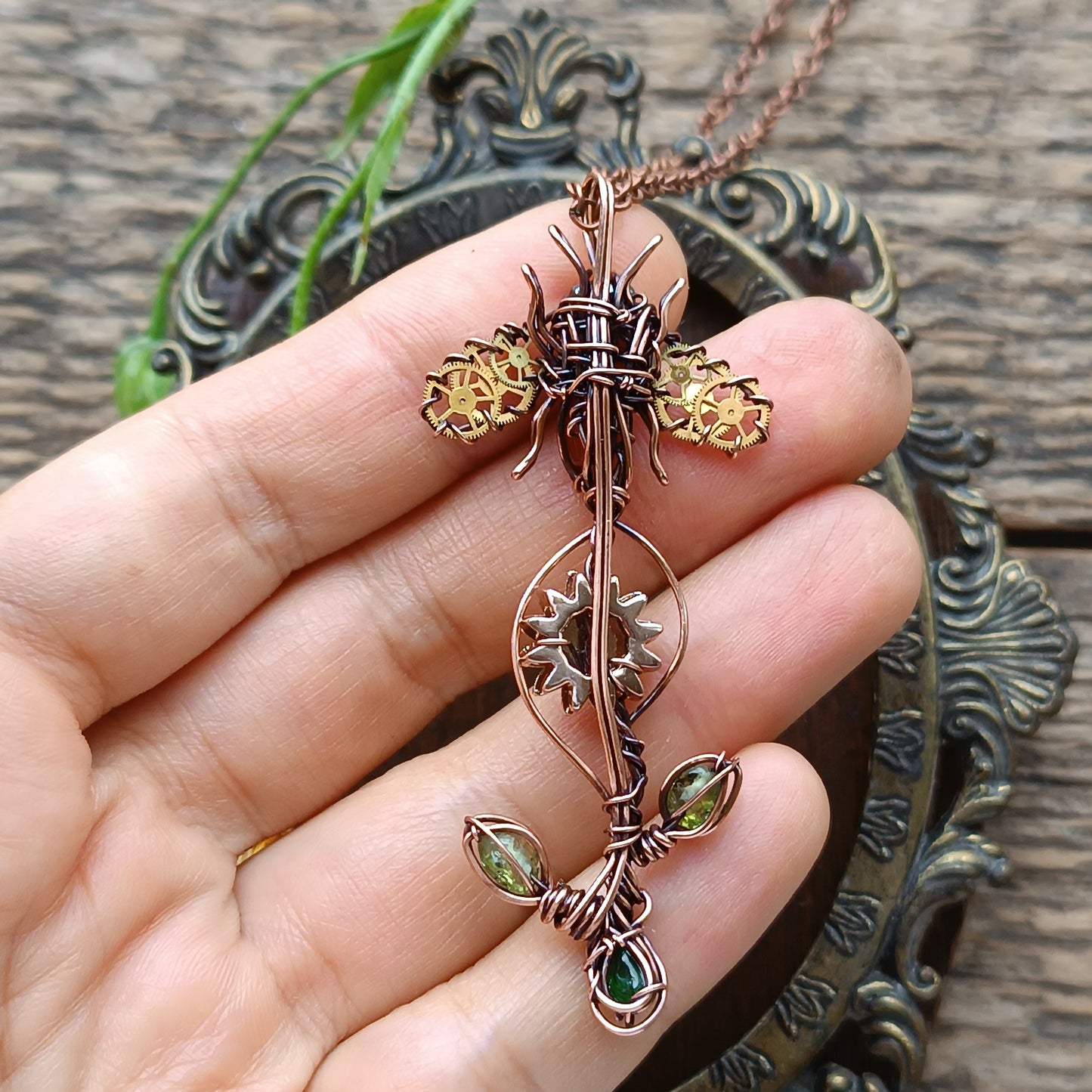 Sunflower bee pendant