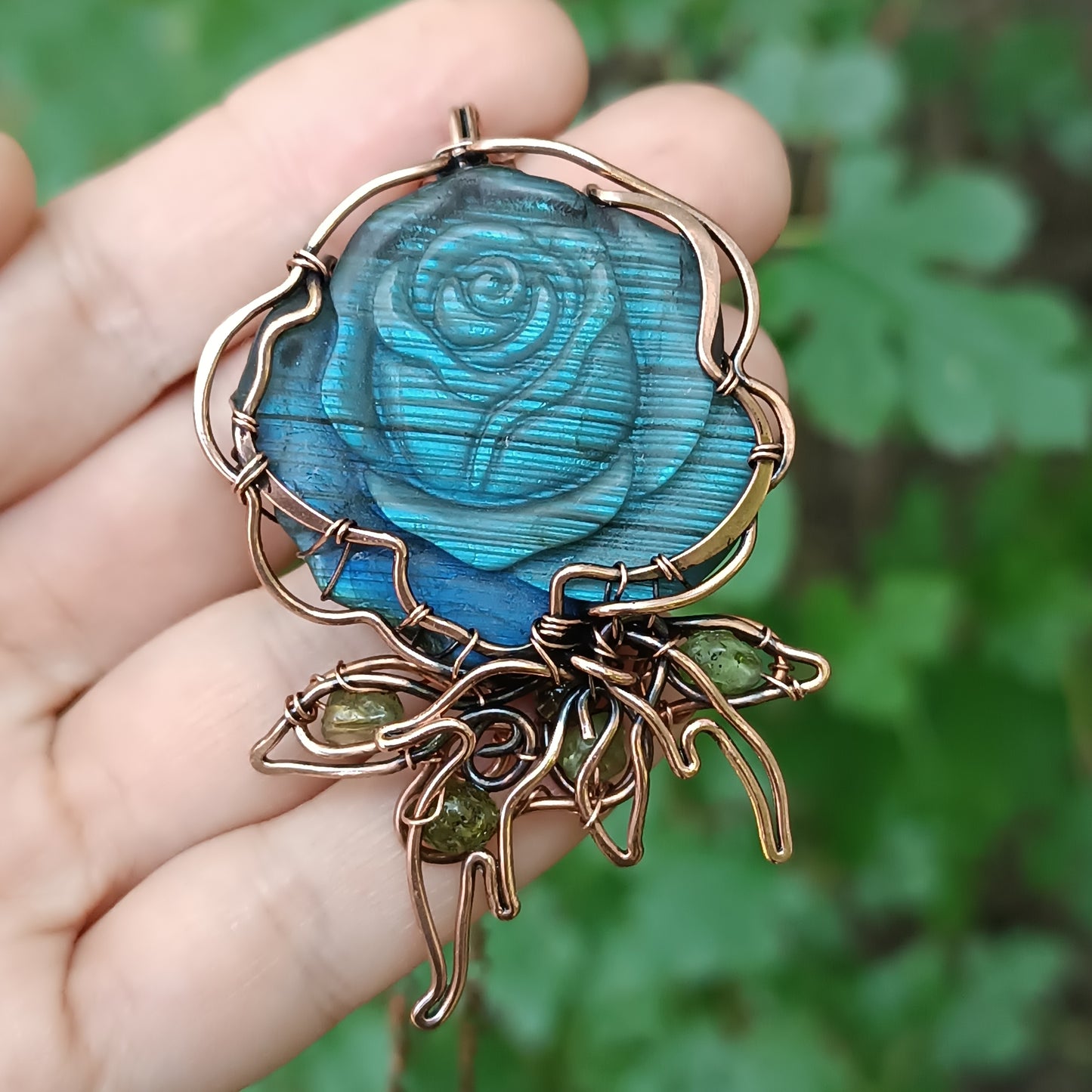 Blue rose pendant