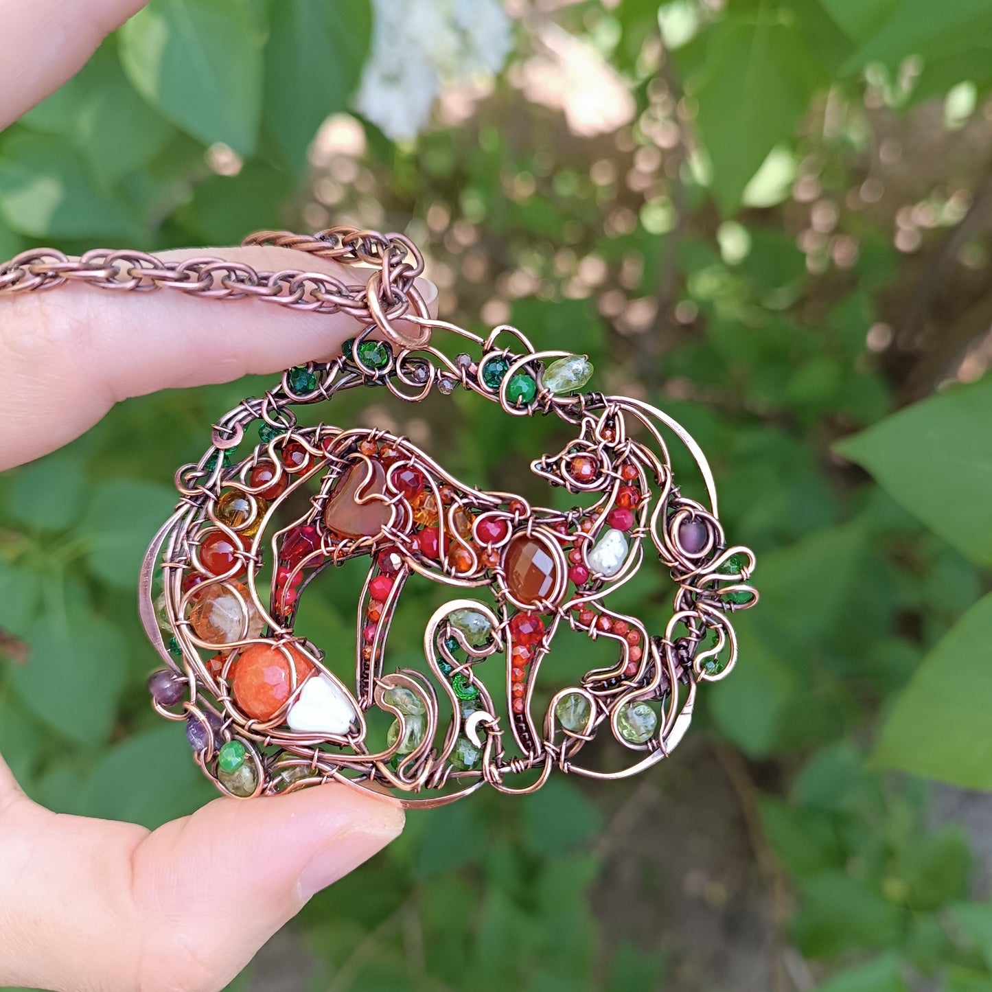 A day in the forest. Fairy tale fox necklace.