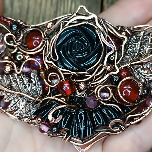 Dark rose statement necklace