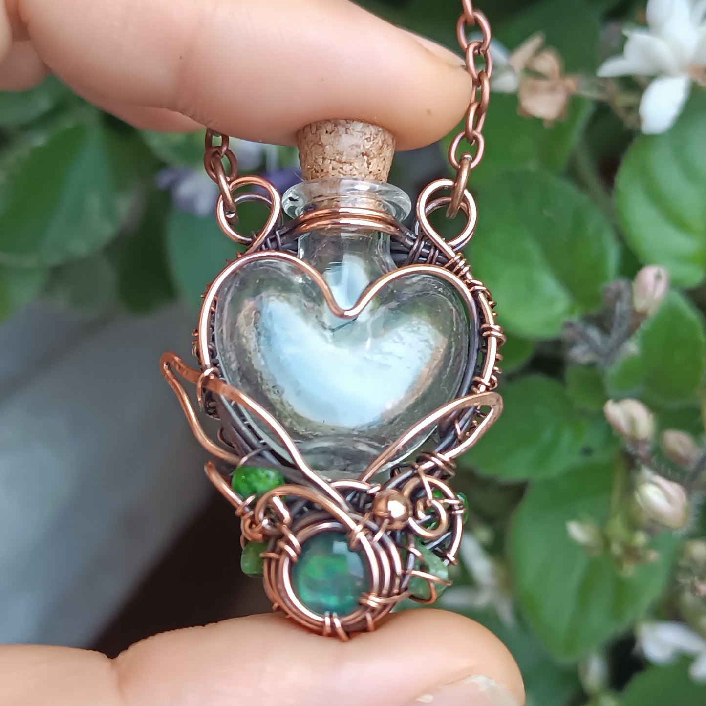 Green pixie dust. vial necklace