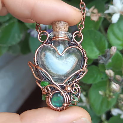 Green pixie dust. vial necklace
