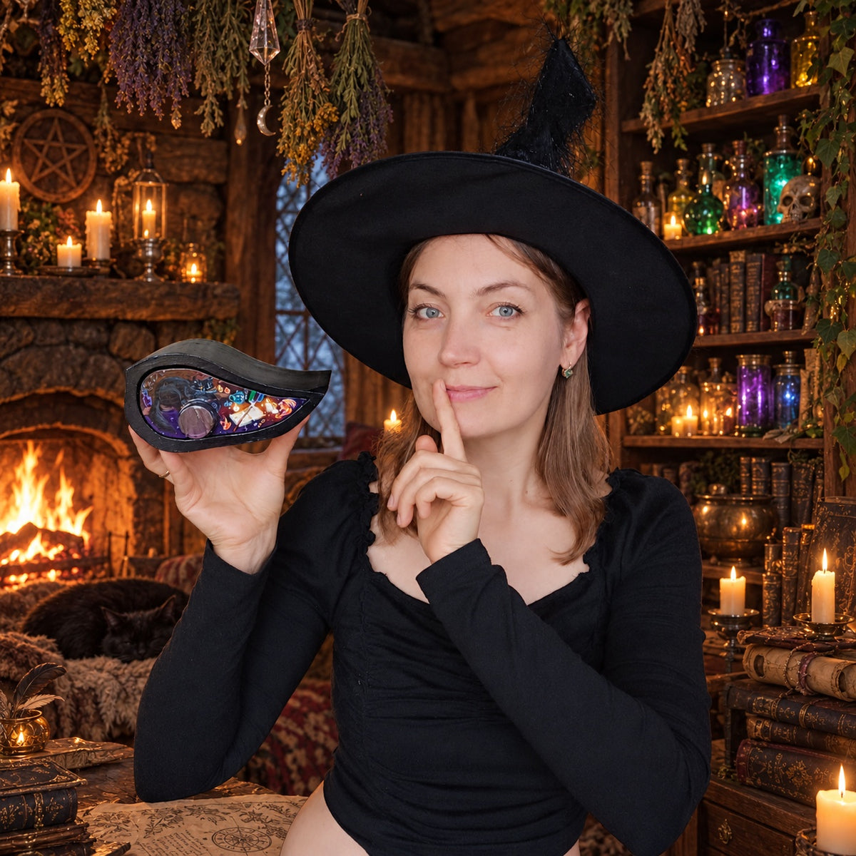 "Magic Halloween". Jewelry box for your secrets and trinkets 🐈‍⬛🐉🔮