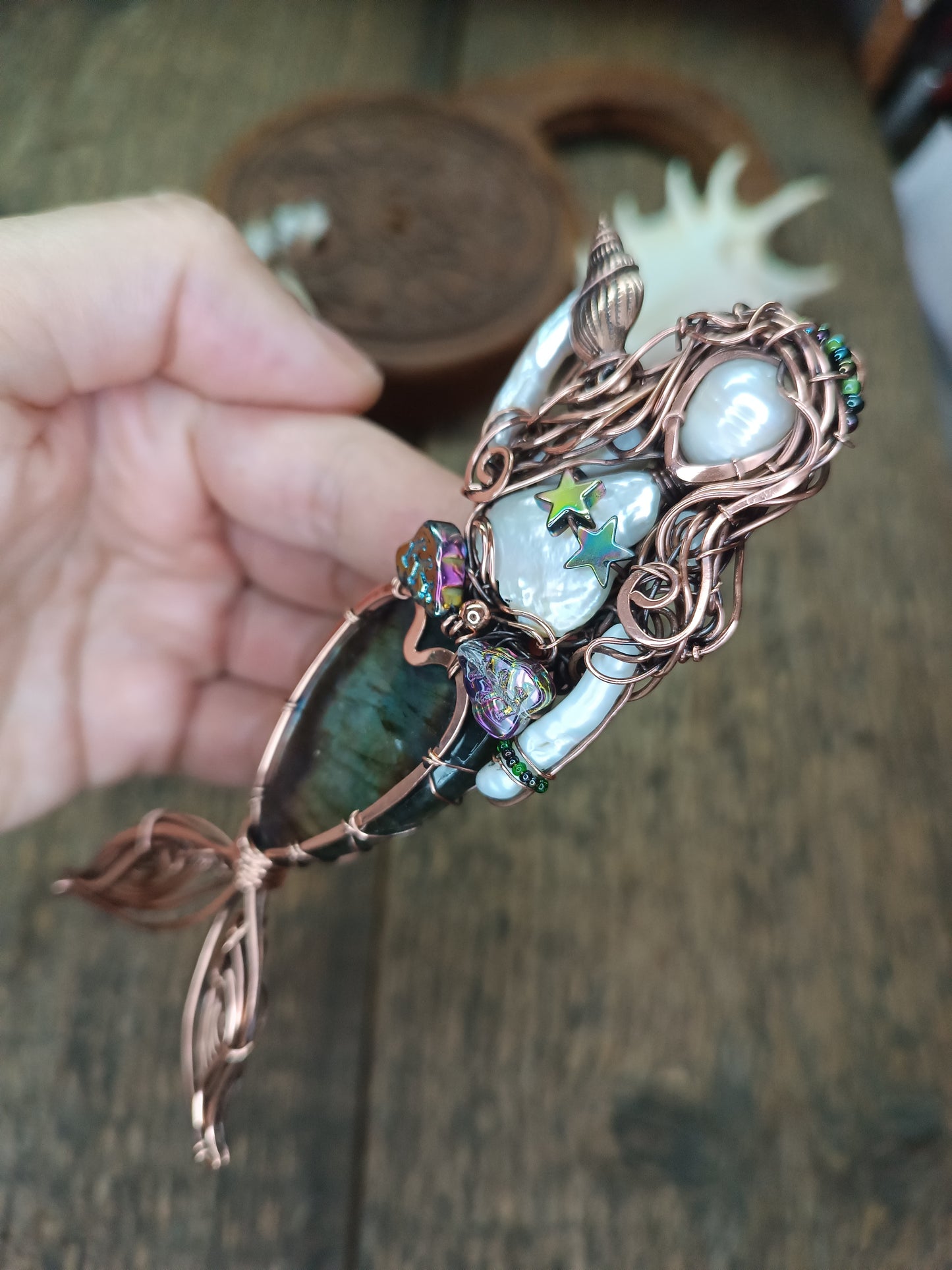 The Goddess of the sea. Mermaid necklace💚💛💜🧜