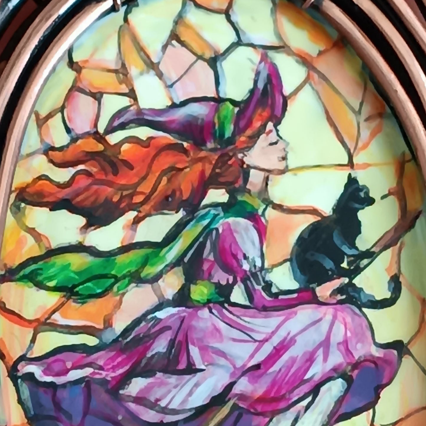 Witchcraft amulet. Hand painted miniature on copper.